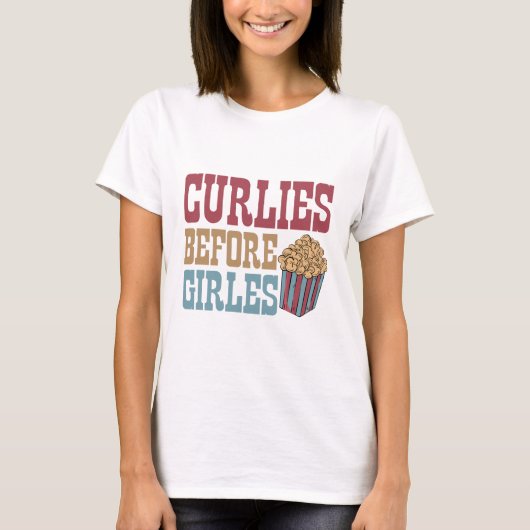 Curlies before Girlies Funny Valentijnsdag French T-shirt (Voorkant)