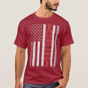 Curling Amerikaanse vlag 4th van juli Curling Spel T-shirt