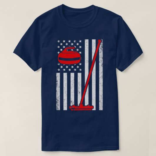 Curling-Amerikaanse vlag T-shirt (Design voorkant)