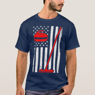 Curling-Amerikaanse vlag T-shirt