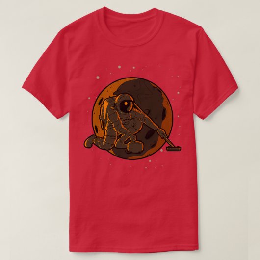Curling Astronaut Buitenruimte Spaceman T-shirt (Design voorkant)