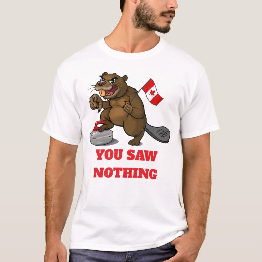 Curling beaver with flag t-shirt (Voorkant)