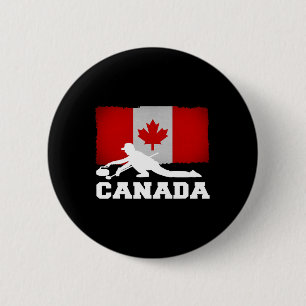 Curling Canada Vlag Trots Vakantie Reizen Canadees Ronde Button 5,7 Cm