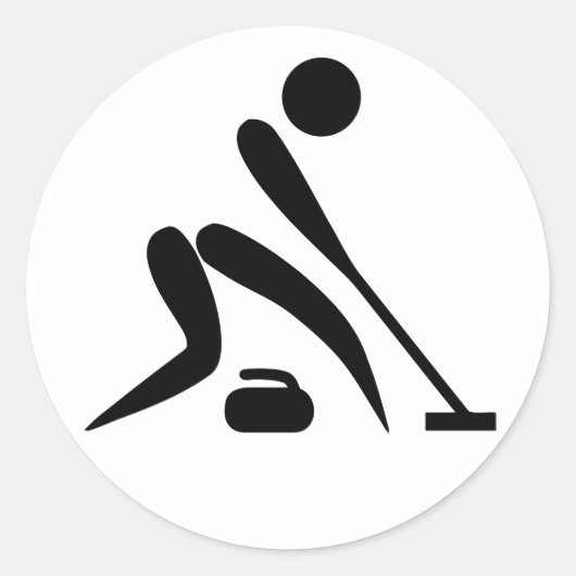 Curling Curler Stone Rock bezem Ronde Sticker (Voorkant)