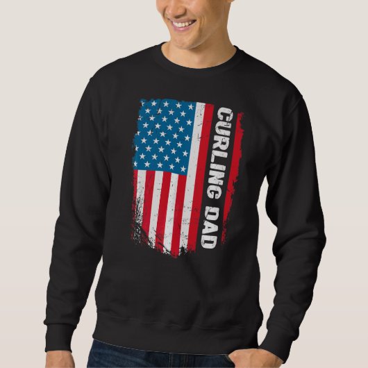 Curling Dad America US Flag Patriot  Trui (Voorkant)