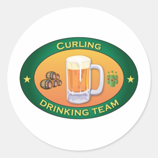 Curling Drinking Team Ronde Sticker (Voorkant)