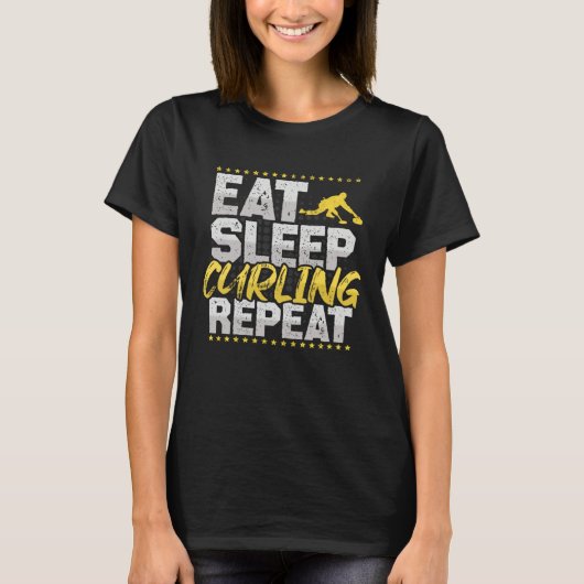 Curling Eat Sleep Repeat Ice Cream Sport Hobby Cur T-shirt (Voorkant)