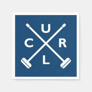 Curling gekruiste bezems papier servet - blauw