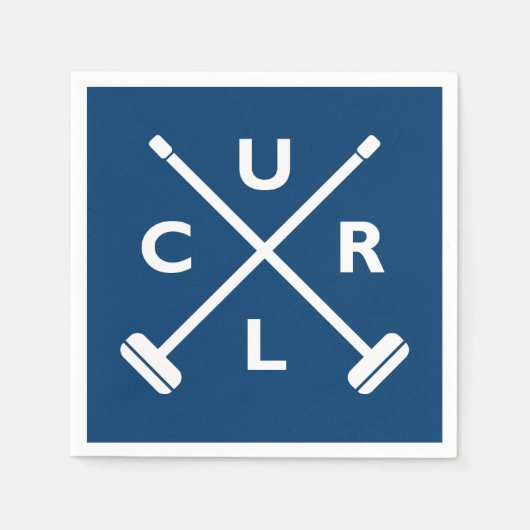 Curling gekruiste bezems papier servet - blauw (Voorkant)