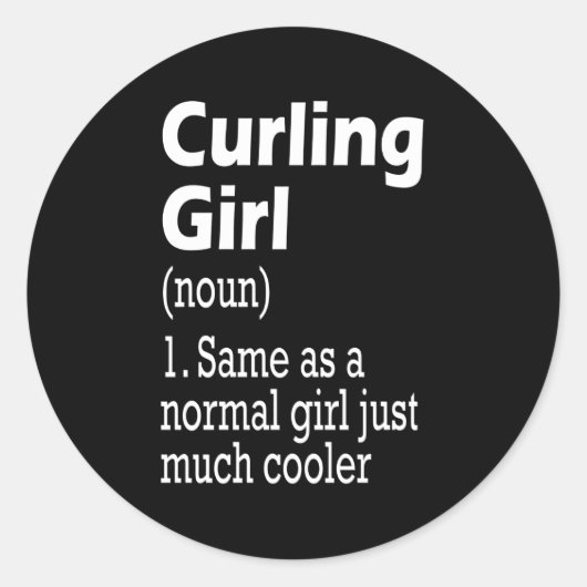 Curling Girl Ronde Sticker (Voorkant)