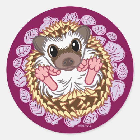 Curling Hedgehog gekleurd Ronde Sticker (Voorkant)