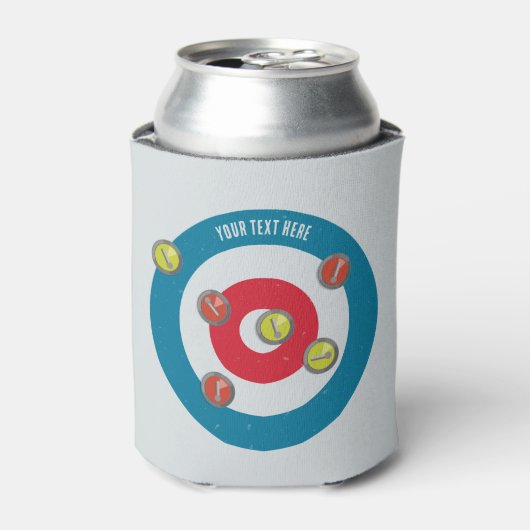 Curling Huis en curling stenen top uitzicht Blikjeskoeler (Blikje Voorkant)