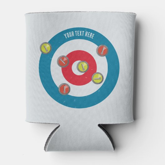 Curling Huis en curling stenen top uitzicht Blikjeskoeler (Voorkant)