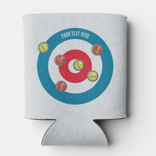 Curling Huis en curling stenen top uitzicht Blikjeskoeler (Achterkant)