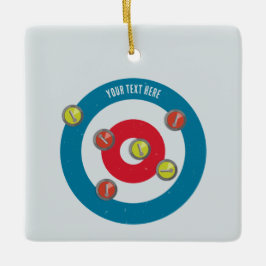 Curling Huis en curling stenen top uitzicht Keramisch Ornament