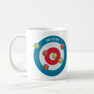 Curling Huis en curling stenen top uitzicht Koffiemok