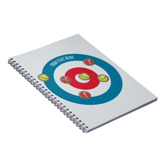 Curling Huis en curling stenen top uitzicht Notitieboek (Rechterzijde)