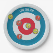 Curling Huis en curling stenen top uitzicht Papieren Bordje (Voorkant)