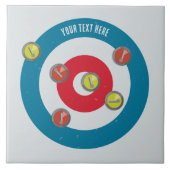 Curling Huis en curling stenen top uitzicht Tegeltje (Voorkant)