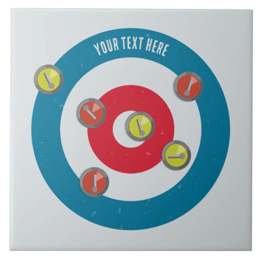 Curling Huis en curling stenen top uitzicht Tegeltje (Voorkant)