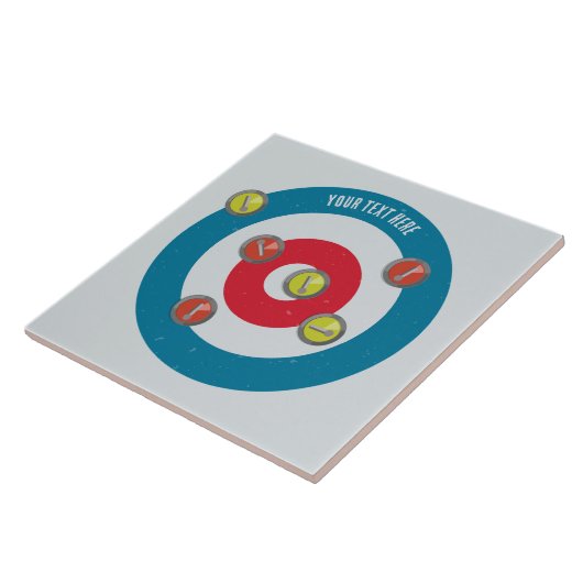 Curling Huis en curling stenen top uitzicht Tegeltje (Zijkant)