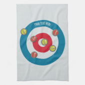 Curling Huis en curling stenen top uitzicht Theedoek (Verticaal)