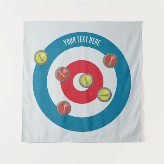 Curling Huis en curling stenen top uitzicht Wandkleed (Voorkant)