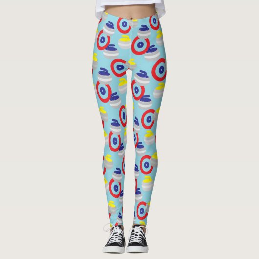 Curling Ice Sport Stenen en Doelen Patroon Leggings (Voorkant)