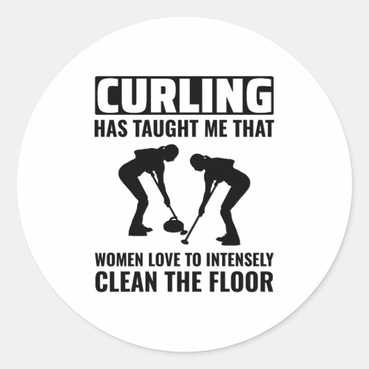 Curling Ijssport Stenen bezem Ronde Sticker (Voorkant)