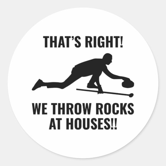 Curling Ijssport Stenen bezem Ronde Sticker (Voorkant)