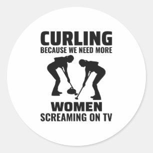 Curling Ijssport Stenen bezem Ronde Sticker