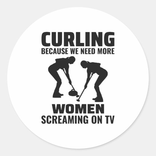 Curling Ijssport Stenen bezem Ronde Sticker (Voorkant)