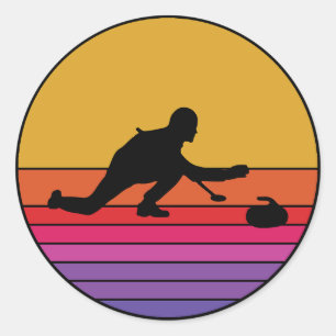 Curling Ijssport Stenen bezem Ronde Sticker