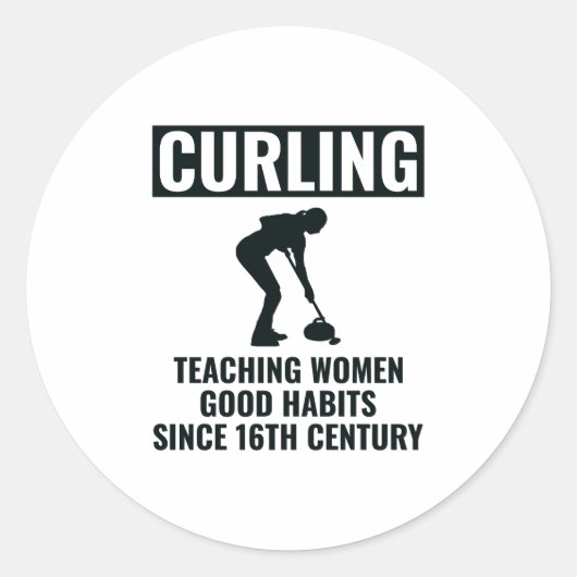 Curling Ijssport Stenen bezem Ronde Sticker (Voorkant)