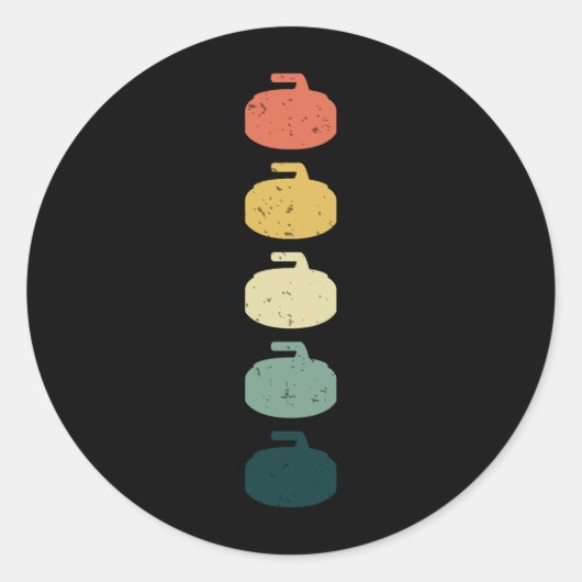 Curling Ijssport Stenen bezem Ronde Sticker (Voorkant)