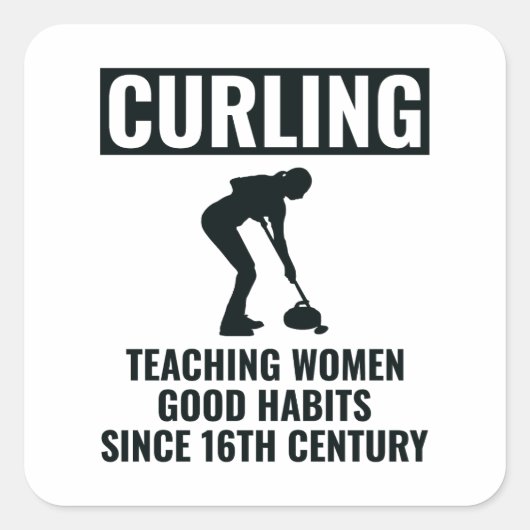 Curling Ijssport Stenen bezem Vierkante Sticker (Voorkant)