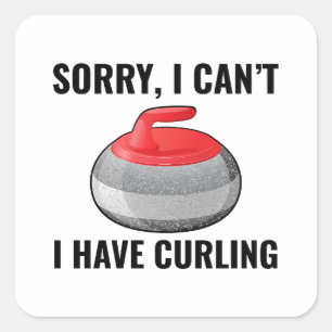 Curling Ijssport Stenen bezem Vierkante Sticker