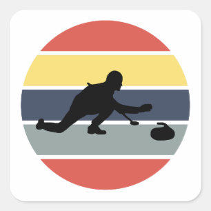 Curling Ijssport Stenen bezem Vierkante Sticker