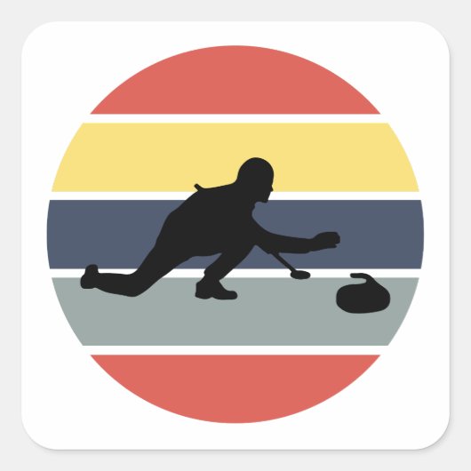 Curling Ijssport Stenen bezem Vierkante Sticker (Voorkant)