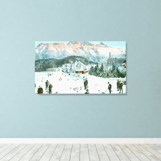 Curling in Zwitserland Canvas Afdruk (Insitu (Houten vloer))