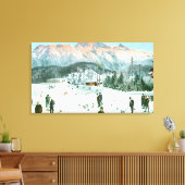 Curling in Zwitserland Canvas Afdruk (Insitu (Woonkamer))