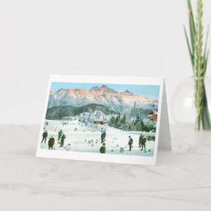 Curling in Zwitserland Feestdagen Kaart