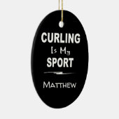 Curling is mijn sportovaal keramisch ornament (Rechts)