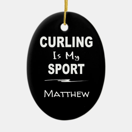 Curling is mijn sportovaal keramisch ornament (Voorkant)