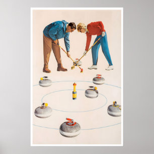 Curling-kunstprint Vintage-sportposter Poster