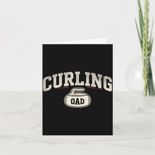 Curling papa vaderdag retro vintage kaart (Voorkant)