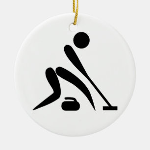 Curling Pictogram Keramisch Ornament