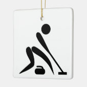 Curling Pictogram Keramisch Ornament (Links)