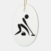 Curling Pictogram Keramisch Ornament (Links)