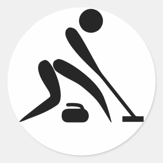 Curling Pictogram Ronde Sticker (Voorkant)